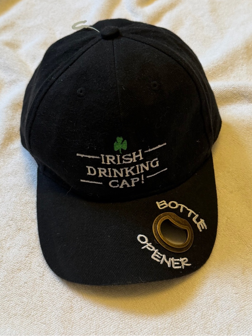 Irish Drinking Cap with Bottle Opener - Black
